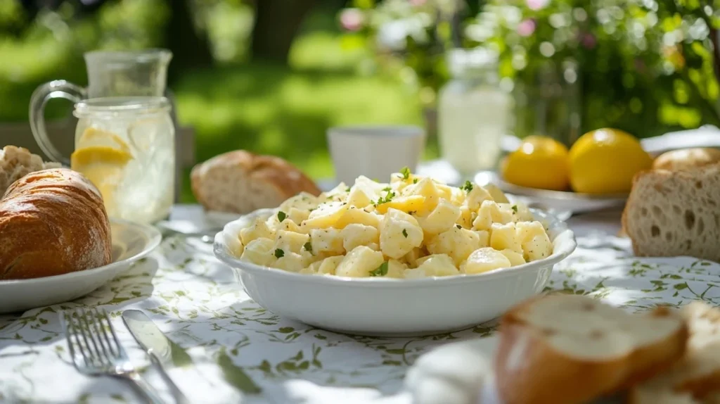 Salade de pomme de terre maison : facile, savoureuse et rapide 4 salade de pomme de terre servie